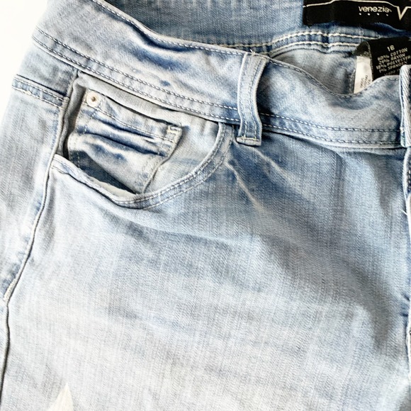 Venezia Lane Bryant Shorts Bermuda White Star Blue - Picture 6 of 6